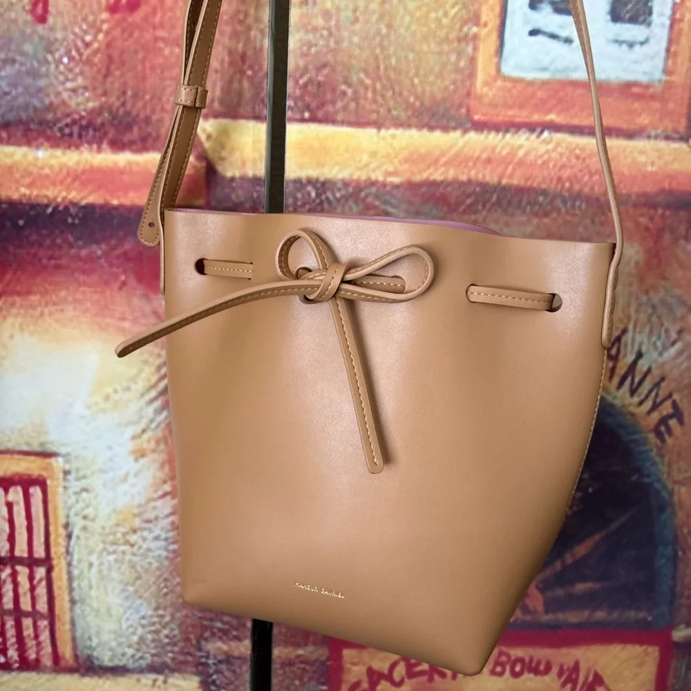 Mansur Gavriel Cammello/Rosa Leather Mini Bucket Bag - Picture 1 of 10